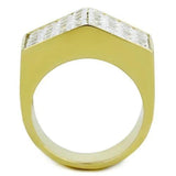 TK1808 - IP Gold(Ion Plating) Stainless Steel Ring with AAA Grade CZ  in Clear - Alamode
