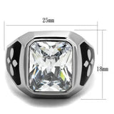 TK1813 - High polished (no plating) Stainless Steel Ring with AAA Grade CZ in Clear - Alamode - Flyclothing LLC