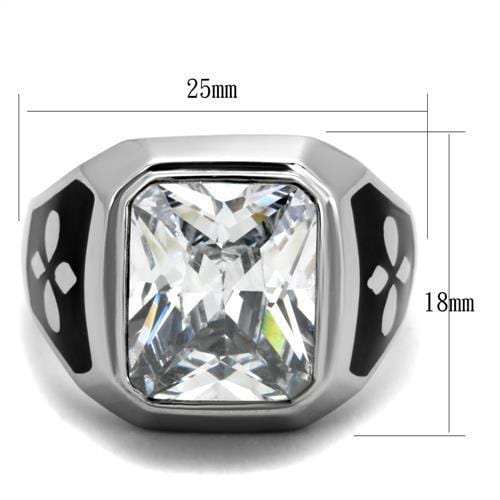 TK1813 - High polished (no plating) Stainless Steel Ring with AAA Grade CZ in Clear - Alamode - Flyclothing LLC