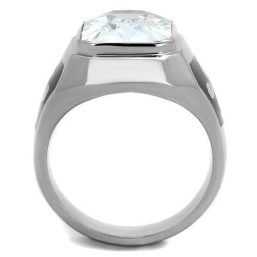 TK1813 - High polished (no plating) Stainless Steel Ring with AAA Grade CZ in Clear - Alamode - Flyclothing LLC