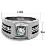 TK1814 - High polished (no plating) Stainless Steel Ring with AAA Grade CZ  in Clear - Alamode