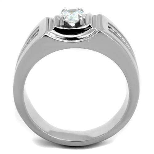 TK1814 - High polished (no plating) Stainless Steel Ring with AAA Grade CZ in Clear - Alamode - Flyclothing LLC