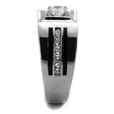 TK1814 - High polished (no plating) Stainless Steel Ring with AAA Grade CZ in Clear - Alamode - Flyclothing LLC