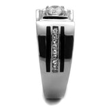 TK1814 - High polished (no plating) Stainless Steel Ring with AAA Grade CZ  in Clear - Alamode