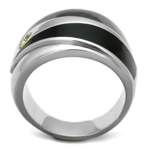 TK1815 - High polished (no plating) Stainless Steel Ring with AAA Grade CZ in Topaz - Alamode - Flyclothing LLC