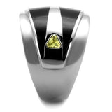 TK1815 - High polished (no plating) Stainless Steel Ring with AAA Grade CZ  in Topaz - Alamode