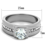 TK1816 - High polished (no plating) Stainless Steel Ring with AAA Grade CZ  in Clear - Alamode