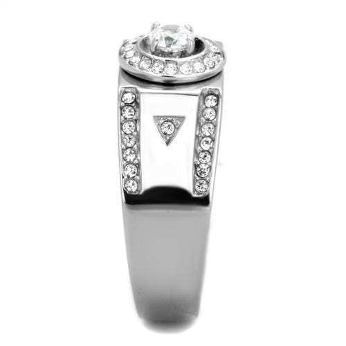 TK1819 - High polished (no plating) Stainless Steel Ring with AAA Grade CZ in Clear - Alamode - Flyclothing LLC