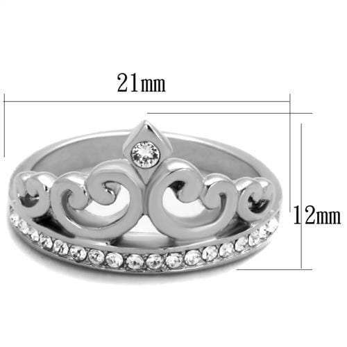 TK1821 - High polished (no plating) Stainless Steel Ring with Top Grade Crystal in Clear - Alamode - Flyclothing LLC