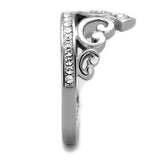 TK1821 - High polished (no plating) Stainless Steel Ring with Top Grade Crystal  in Clear - Alamode