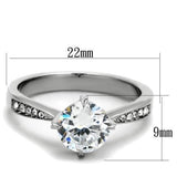 TK1822 - High polished (no plating) Stainless Steel Ring with AAA Grade CZ  in Clear