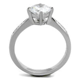 TK1822 - High polished (no plating) Stainless Steel Ring with AAA Grade CZ  in Clear - Alamode