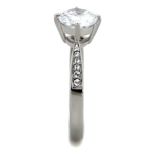 TK1822 - High polished (no plating) Stainless Steel Ring with AAA Grade CZ in Clear - Alamode - Flyclothing LLC
