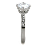 TK1822 - High polished (no plating) Stainless Steel Ring with AAA Grade CZ  in Clear