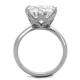 TK1823 - High polished (no plating) Stainless Steel Ring with AAA Grade CZ in Clear - Alamode - Flyclothing LLC