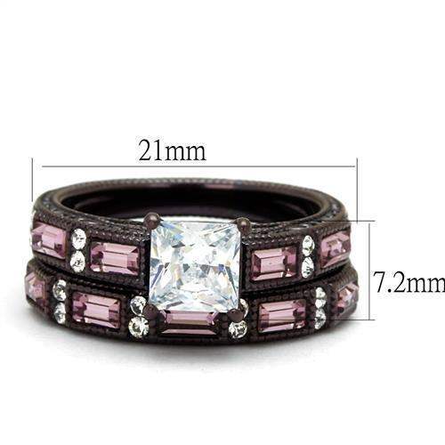 TK1829DC - IP Dark Brown (IP coffee) Stainless Steel Ring with AAA Grade CZ in Clear - Alamode - Flyclothing LLC