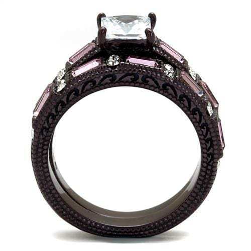 TK1829DC - IP Dark Brown (IP coffee) Stainless Steel Ring with AAA Grade CZ in Clear - Alamode - Flyclothing LLC