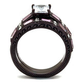TK1829DC - IP Dark Brown (IP coffee) Stainless Steel Ring with AAA Grade CZ  in Clear - Alamode