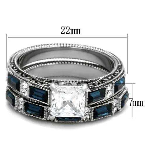 TK1829 - High polished (no plating) Stainless Steel Ring with AAA Grade CZ in Clear - Alamode - Flyclothing LLC