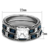 TK1829 - High polished (no plating) Stainless Steel Ring with AAA Grade CZ  in Clear - Alamode