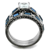 TK1829 - High polished (no plating) Stainless Steel Ring with AAA Grade CZ  in Clear - Alamode
