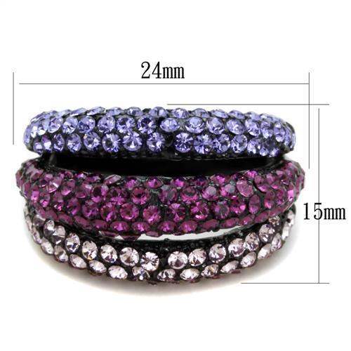 TK1831 - IP Black(Ion Plating) Stainless Steel Ring with Top Grade Crystal in Multi Color - Alamode - Flyclothing LLC