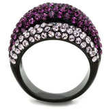 TK1831 - IP Black(Ion Plating) Stainless Steel Ring with Top Grade Crystal  in Multi Color - Alamode