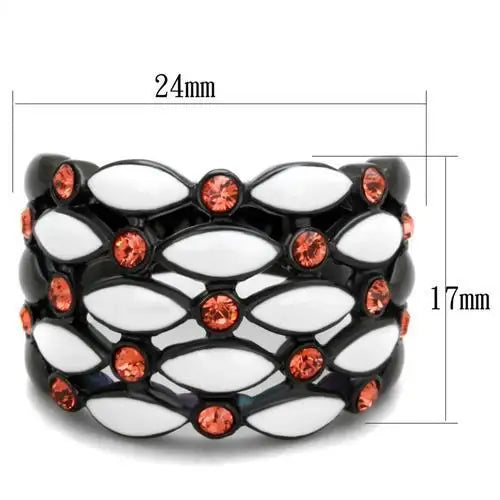 TK1832 - IP Black(Ion Plating) Stainless Steel Ring with Top Grade Crystal in Garnet - Alamode - Flyclothing LLC