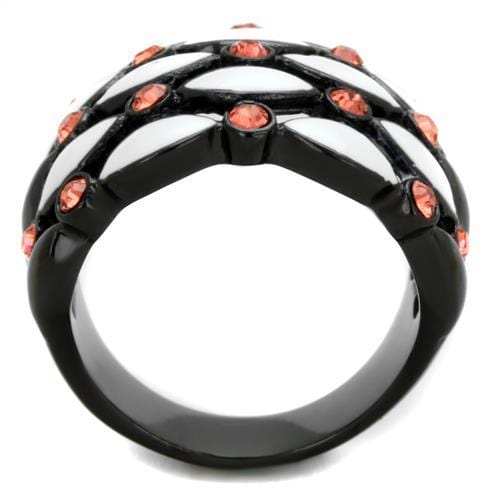 TK1832 - IP Black(Ion Plating) Stainless Steel Ring with Top Grade Crystal in Garnet - Alamode - Flyclothing LLC