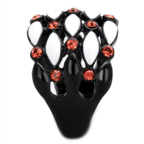 TK1832 - IP Black(Ion Plating) Stainless Steel Ring with Top Grade Crystal in Garnet - Alamode - Flyclothing LLC