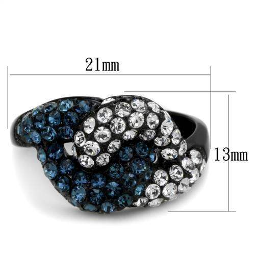 TK1833 - IP Black(Ion Plating) Stainless Steel Ring with Top Grade Crystal in Montana - Alamode - Flyclothing LLC