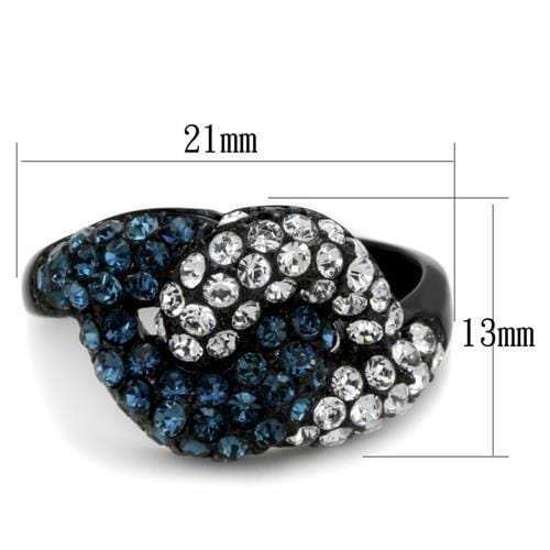 TK1833 - IP Black(Ion Plating) Stainless Steel Ring with Top Grade Crystal in Montana - Alamode - Flyclothing LLC