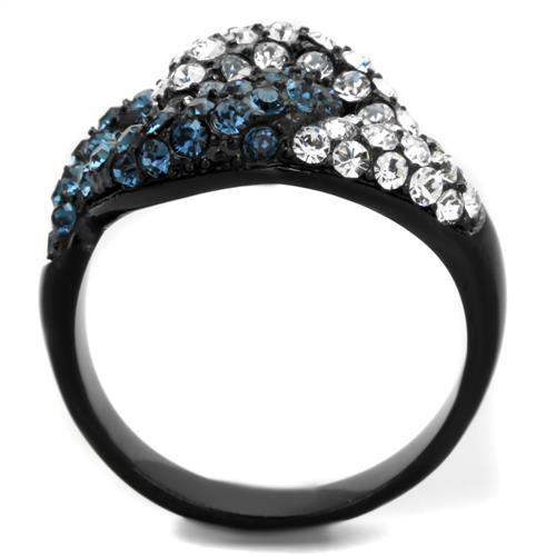 TK1833 - IP Black(Ion Plating) Stainless Steel Ring with Top Grade Crystal in Montana - Alamode - Flyclothing LLC