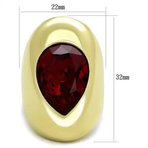 TK1836 - IP Gold(Ion Plating) Stainless Steel Ring with Top Grade Crystal in Siam - Alamode - Flyclothing LLC