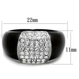 TK1840 - Two-Tone IP Black (Ion Plating) Stainless Steel Ring with Top Grade Crystal in Clear - Alamode - Flyclothing LLC