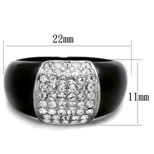 TK1840 - Two-Tone IP Black (Ion Plating) Stainless Steel Ring with Top Grade Crystal in Clear - Alamode - Flyclothing LLC