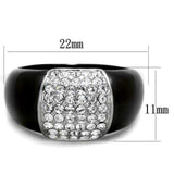 TK1840 - Two-Tone IP Black (Ion Plating) Stainless Steel Ring with Top Grade Crystal in Clear - Alamode - Flyclothing LLC