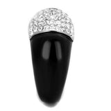 TK1840 - Two-Tone IP Black (Ion Plating) Stainless Steel Ring with Top Grade Crystal in Clear - Alamode - Flyclothing LLC