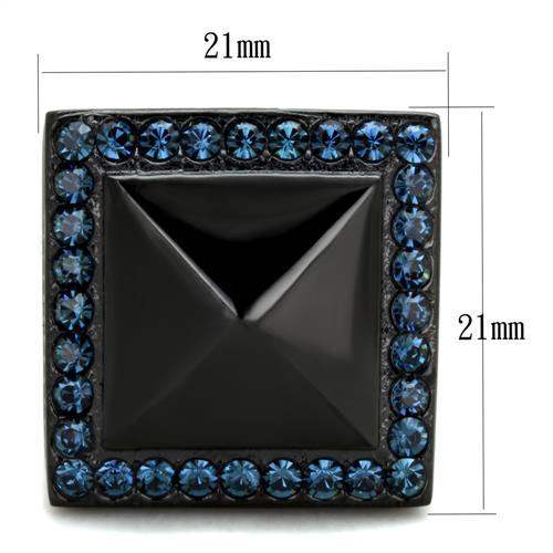 TK1841 - IP Black(Ion Plating) Stainless Steel Ring with Top Grade Crystal in Montana - Alamode - Flyclothing LLC