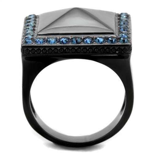 TK1841 - IP Black(Ion Plating) Stainless Steel Ring with Top Grade Crystal in Montana - Alamode - Flyclothing LLC