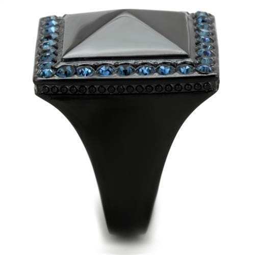 TK1841 - IP Black(Ion Plating) Stainless Steel Ring with Top Grade Crystal in Montana - Alamode - Flyclothing LLC