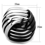 TK1843 - Two-Tone IP Black (Ion Plating) Stainless Steel Ring with No Stone - Alamode - Flyclothing LLC
