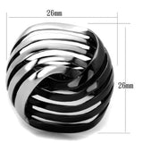 TK1843 - Two-Tone IP Black (Ion Plating) Stainless Steel Ring with No Stone - Alamode