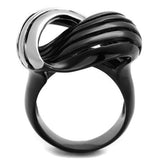 TK1843 - Two-Tone IP Black (Ion Plating) Stainless Steel Ring with No Stone - Alamode