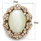 TK1846 - IP Rose Gold(Ion Plating) Stainless Steel Ring with Synthetic Cat Eye in White - Alamode - Flyclothing LLC