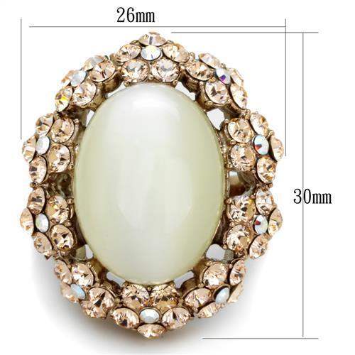 TK1846 - IP Rose Gold(Ion Plating) Stainless Steel Ring with Synthetic Cat Eye in White - Alamode - Flyclothing LLC