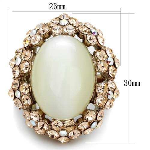 TK1846 - IP Rose Gold(Ion Plating) Stainless Steel Ring with Synthetic Cat Eye in White - Alamode - Flyclothing LLC