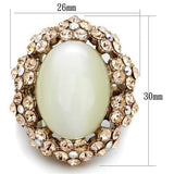 TK1846 - IP Rose Gold(Ion Plating) Stainless Steel Ring with Synthetic Cat Eye in White - Alamode