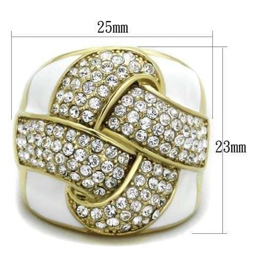 TK1848 - IP Gold(Ion Plating) Stainless Steel Ring with Top Grade Crystal in Clear - Alamode - Flyclothing LLC