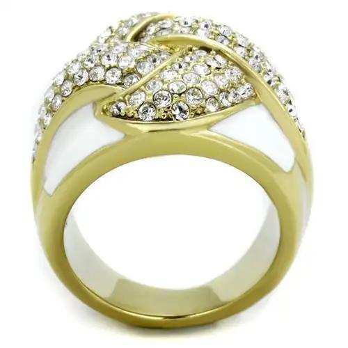 TK1848 - IP Gold(Ion Plating) Stainless Steel Ring with Top Grade Crystal in Clear - Alamode - Flyclothing LLC